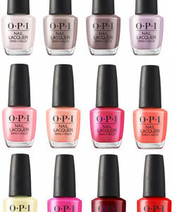 Twelve bottles from the Oi Discovery Kit (Copy) are arranged in a 3x4 grid, featuring a vibrant mix of colors such as neutrals, pinks, corals, yellow, red, and purple. - Tyler Mason Salon + Spa in Indianapolis, IN