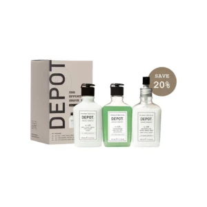 Depot effortless hair wash kit (Copy) with three grooming bottles in a branded box, featuring a sticker showing 20% savings. - Tyler Mason Salon + Spa in Indianapolis, IN